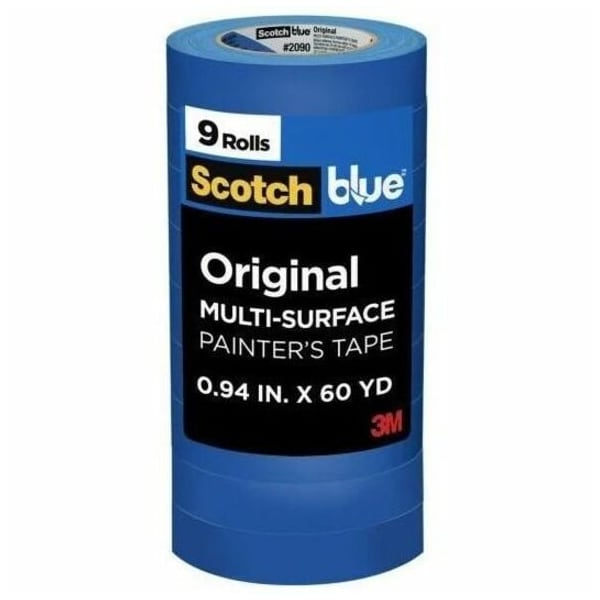 3M Painter's Tape, 24 mm W x 55 m L, 5.4 mil Thick, Blue, Acrylic Adhesive, 9 PK 2090-24AP9 - main