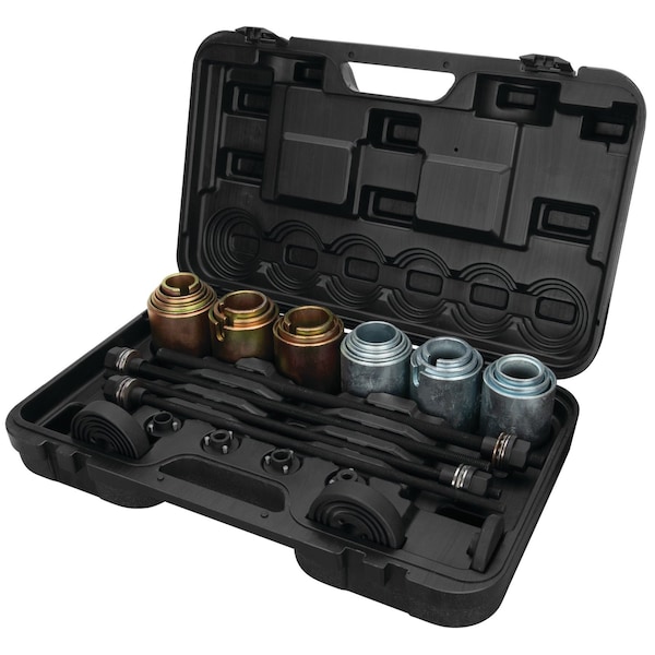 Performance Tool Manual Bushing Installer Removal Kit, 20 Cups, 4 Screws, 4 Plates W89301 - main
