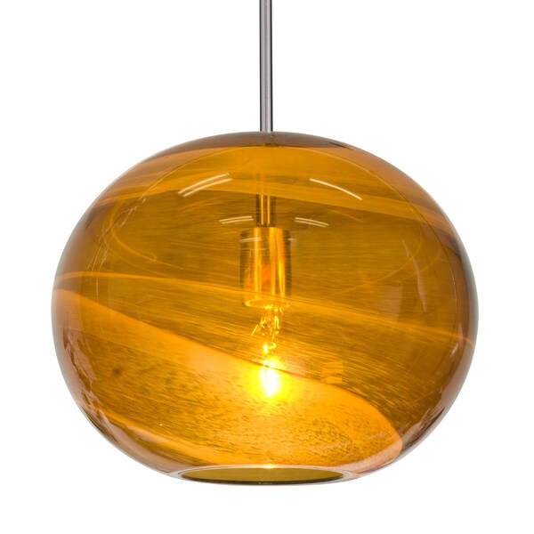 Besa Lighting Geno Stem Pendant, Vapor Amber, Satin Nickel Finish, 1x60W Incandescent 1TT-GENOAM-SN - main