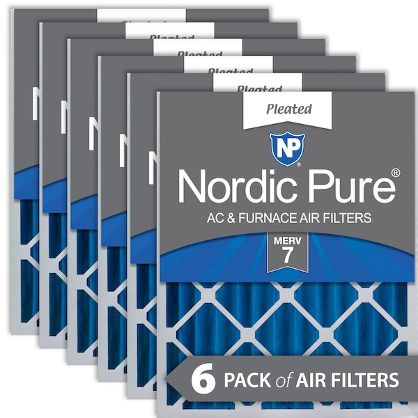 Nordic Pure 16x25x4 Pleated Air Filter, High Capacity, Electrostatically Charged Synthetic Media, MERV 7, 6 PK 16x25x4M7-6 - main