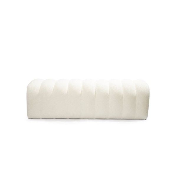 Homeroots 59in White Tufted Boucle Upholstered Bench 714186 - main