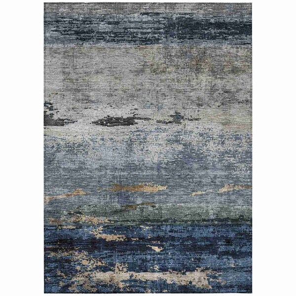 Homeroots 3' X 5' Navy Blue Gray And Black Abstract Washable Indoor Outdoor Area Rug 605961 - main