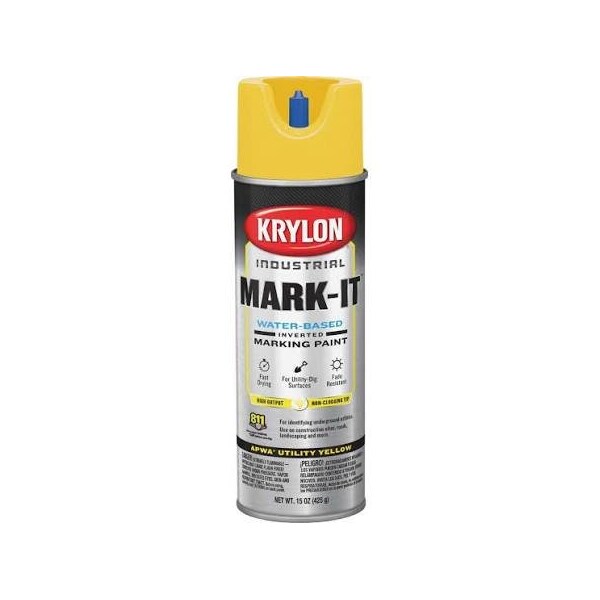 Krylon Mark-It Industrial WB APWA Utility Yellow Inverted Marking Paint 731708 - main