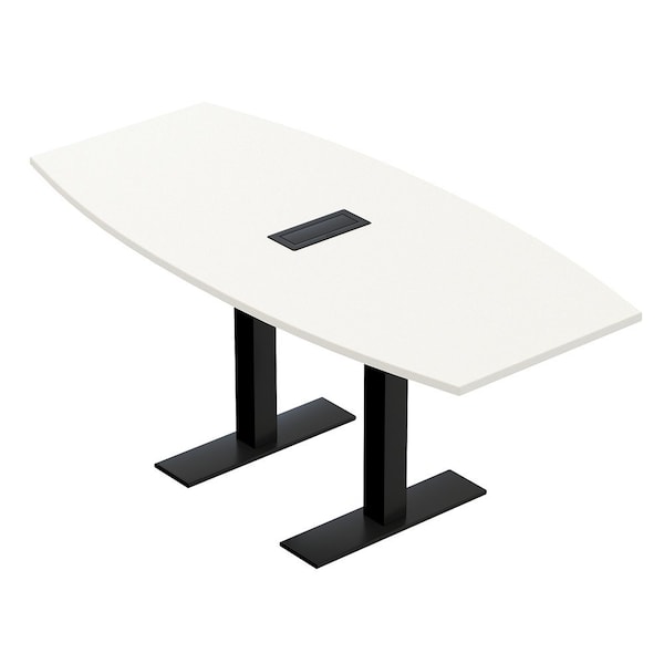 Skutchi Designs 6ft Boat Conference Table With Power | Harmony Series | 6 Person Meeting Room Table HAR-BOT-36X72-T.BK-W960-EBLK - main