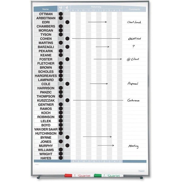 Quartet In/Out Board, Steel, 34 in, 23 in, Aluminum Frame, White/Gray, Gloss 33705 - main