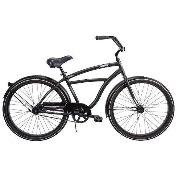 Huffy Men's Cruiser Bicycle, Mens, Aluminum Frame, Rear Coaster Brake, 26 in Dia Wheel, Matte Black 66649 - main