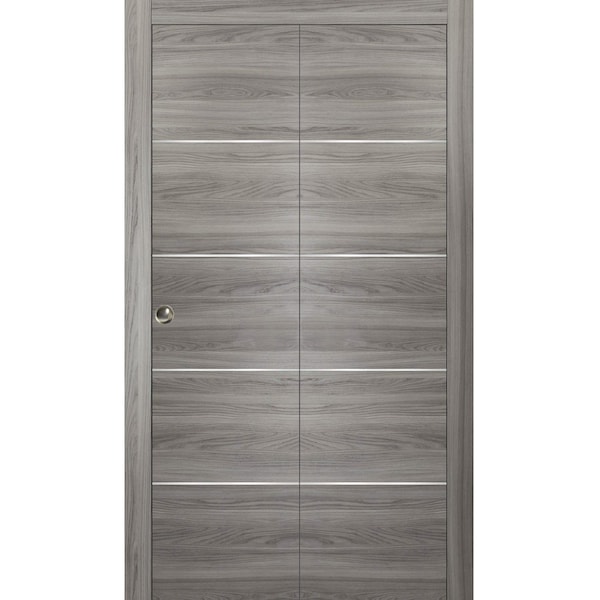 Sartodoors Sliding Closet Bi-fold Doors, Planum 0020 Ginger Ash, Sturdy Tracks Moldings Trims Hardware Set, Wo PLANUM0020BF-GA-84 x 84 (2* 42x84) - main