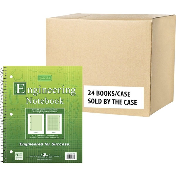 Roaring Spring Case of Engineering Wirebound Notebook, 8.5"x11", 80 sht/book, Green Tinted, Heavyweight Backer, PK24 11382CS - main