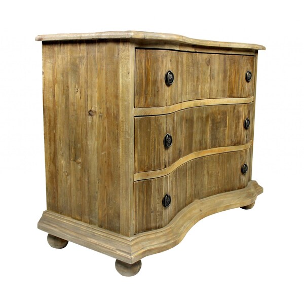 Homeroots 44" Natural Solid Wood Three Drawer Dresser 489227 - main