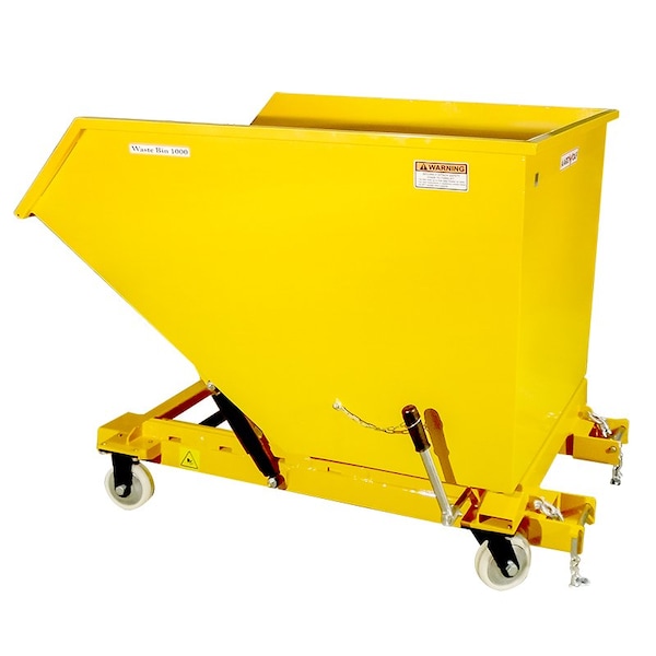Aardwolf Waste Bin, 3307 lb Capacity, Steel, Yellow WB1000PC - main