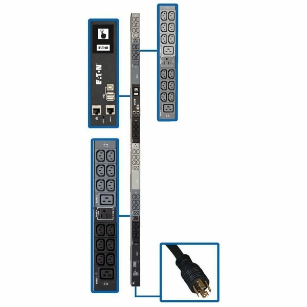 Eaton 5.8KW 208/120V 3PH MONITORED PDU - LX INTERFACE, GIGABIT, 45 OUTLETS, L21- PDU3EVN6L2120 - main