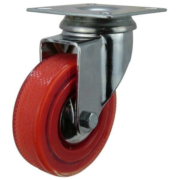 Shepherd Hardware Swivel Caster, 3 in Dia Wheel, Polyurethane Wheel, Red, 132 lb 6266 - main