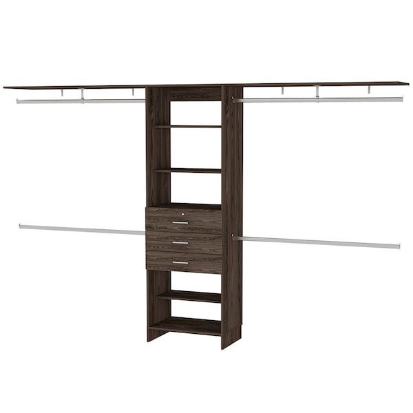 Homeroots 118" Dark Brown Manufactured Wood Closet System 535188 - main