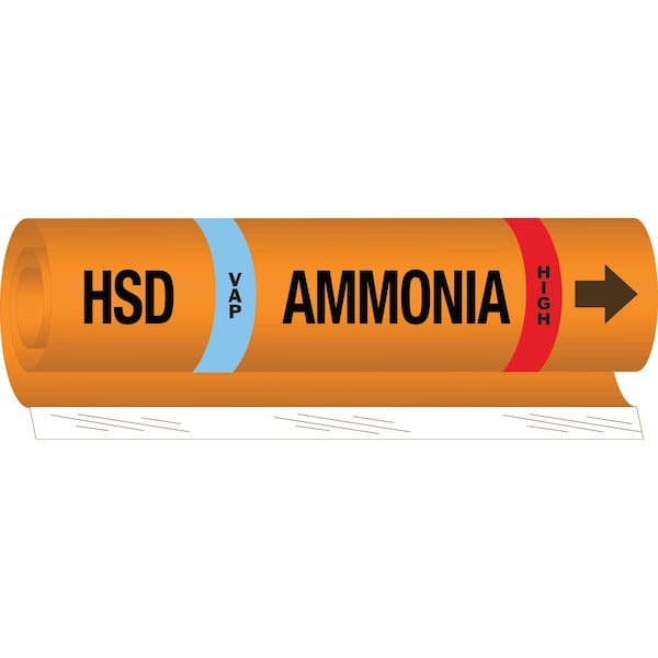 Brady HSD VAP AMMONIA HIGH Pipe Marker, 26in H x 12in W, Fits Pipes 2.5in Dia. Thru 7.875in Dia. 145812 - main
