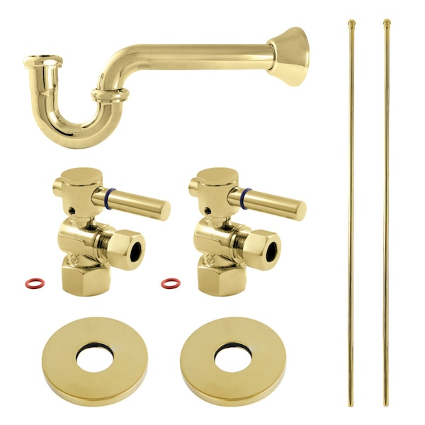Kingston Brass Bathroom Plumbing Supply Kit, 1/2" NPT Female Inlet x 3/8" O.D. Compression Outlet, Polished Brass KPK402 - main