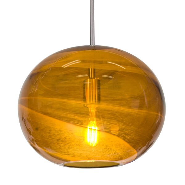 Besa Lighting Geno Stem Pendant, Vapor Amber, Satin Nickel Finish, 1x7W LED Filament 1TT-GENOAM-EDIL-SN - main