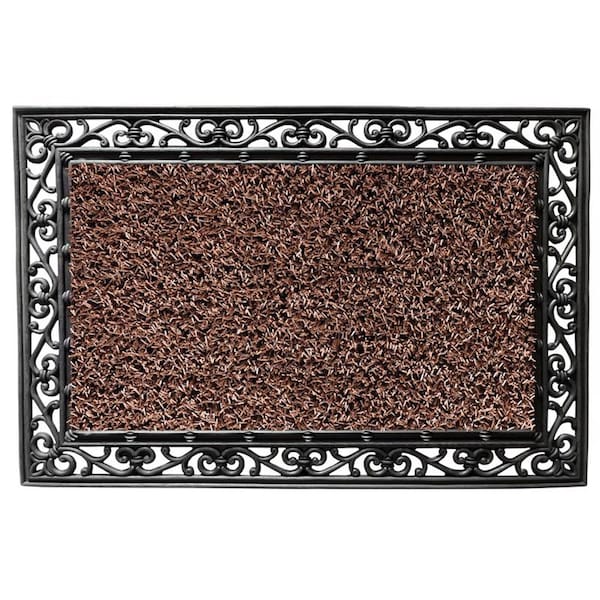 Grassworx Clean Machine 24 in. W X 36 in. L Brown Wrought Iron Stems and Leaves Astroturf Door Mat 10376817 - main