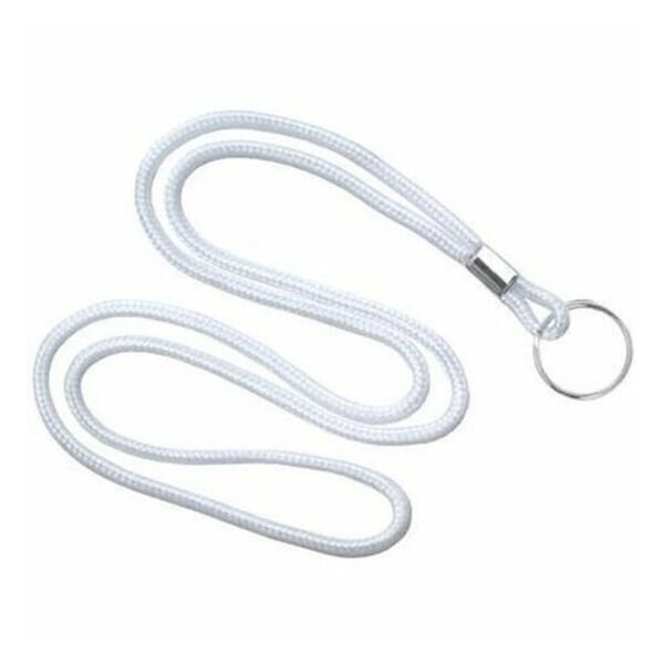 Brady LANYARD STANDARD, WHITE, ROUND WOVEN LANYARD W/NICKEL PLATED STEEL, SPLIT RING 2135-3108 - main