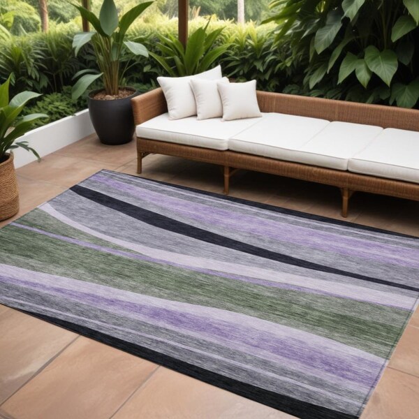 Homeroots 10' X 14' Artichoke Green Green And Black Abstract Washable Indoor Outdoor Area Rug 603670 - main
