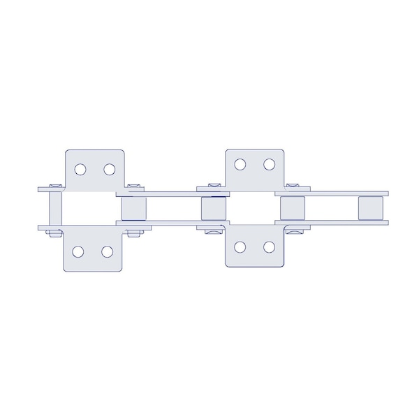 Hkk Chain HKK Double Pitch Riv Standard Conveyor w/K-2 Att Every 2nd P on Pin Link, 1.5P, .469 Dia x .5 W DC060RK2E2P - main