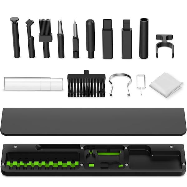 Purely All-in-One Ergonomic Keyboard Wrist Rest with Cleaning Kit, Black D78 - main