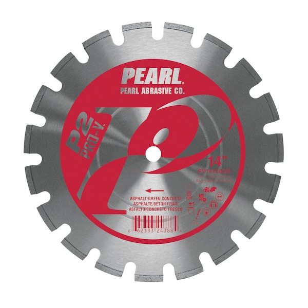 Pearl P2 Pro-V Asphalt and Green Concrete Blade 14 in. x .125 in. x 1 in., 20mm PV1412AGS - main