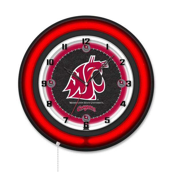 Holland Bar Stool Washington State University 19 Double Neon Wall Clock Clk19BK - main