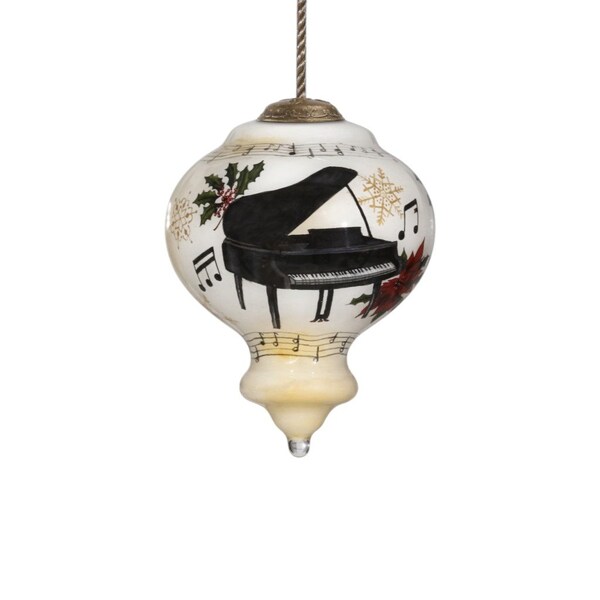 Homeroots Grand Christmas Piano Hand Painted Mouth Blown Glass Ornament 477488 - main