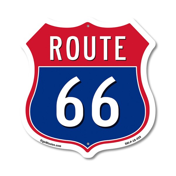 Signmission Route Marker Shield Sign Route 66, 18 Inch X 18 Inch, Plastic Sign SHI-P-18-459 - main