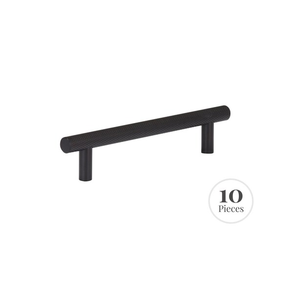 Kingston Brass 10-Pack Cabinet Knurled Pull for Kitchen, 128 mm, Matte Black RK30601MB - main