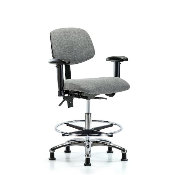 Blue Ridge Ergonomics Chair, Fab, Med Bench, Chr AA CF Glides, Gry, 6-Way Adjustable, 22" to 29" Height, Gray BR-FMBCH-CR-T0-A1-CF-RG-F44 - main