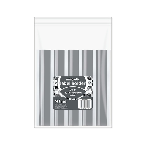 C-Line Products 1" x 6" Side Load Magnetic Label Holders, 10/PK, 10PK/BX 87810-BX - main