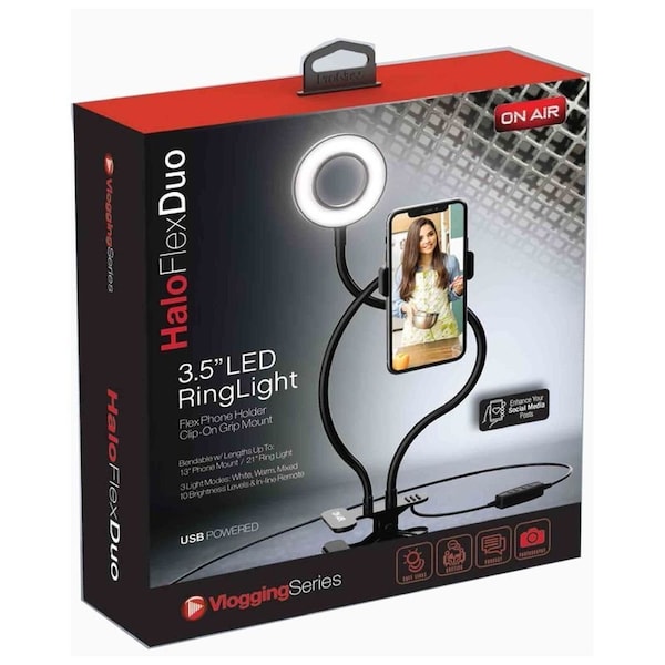 Tzumi 3.5-in LED Ring Light & Phone Mount Halo Flex Duo 7327 - main
