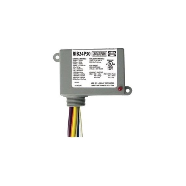 Functional Devices-Rib Enclosed Pre-Wired Relay, 30A at 300VAC, DPDT RIB24P30 - main