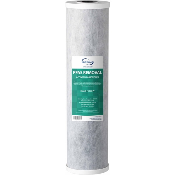 Ispring 4.5" x 20" Whole House Water Filter, Removes up to 99% PFAS, PFOA/PFOS, Chlorine, VOCs, with SGS Te FC25B-PF - main