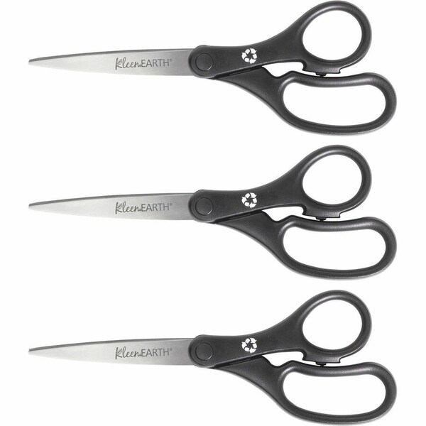 Acme United Westcott KleenEarth Basic Plastic Handle Scissors, 8in Length, Pointed, Black, 3/PK 15585 - main