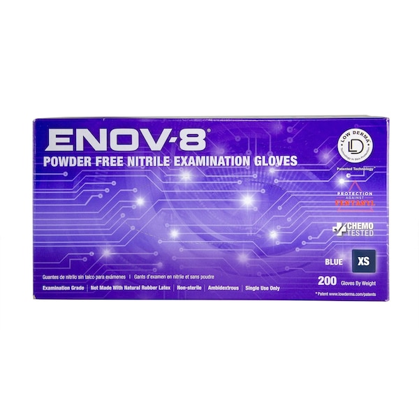 Safety Zone ENOV-8 Nitrile Powder Free 3.5 mil Exam Gloves Blue XS - Box of 200 GL-NCF225BFXS - main