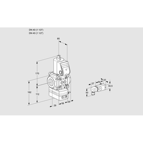 Honeywell Kromschroder Gas Pressure Regulator with Solenoid Valve, 500 mbar, DN15, 24V DC KS88012341 - main