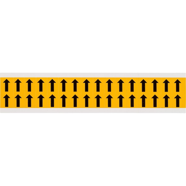 Brady Outdoor Vinyl 0.625 in Black on Yellow Letters Arrow Symbol Card of 32 Labels, 32PK 1520-ARO - main