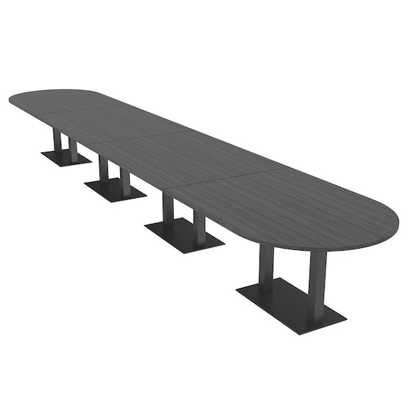 Skutchi Designs Racetrack Conference Table With Power Unit, 48 in W, 264 in L, Grey HAR-RAC-48X264-DOU.BK-WA7949-NA - main