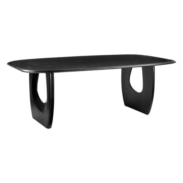 Homeroots 87" Black Solid Wood Double Pedestal Base Dining Table 557696 - main