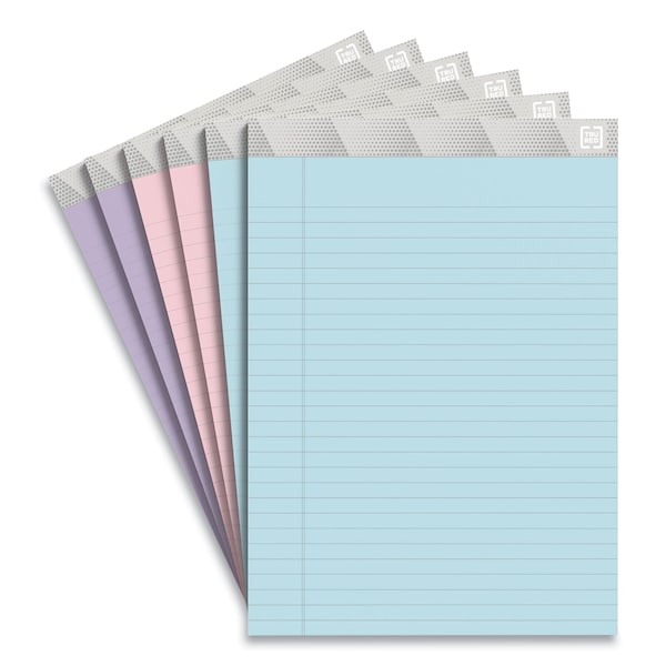 Tru Red Notepads, Wide/Legal Rule, 50 Assorted Pastel-Color 8.5 x 11.75 Sheets, 6PK TR59907/TR57363 - main