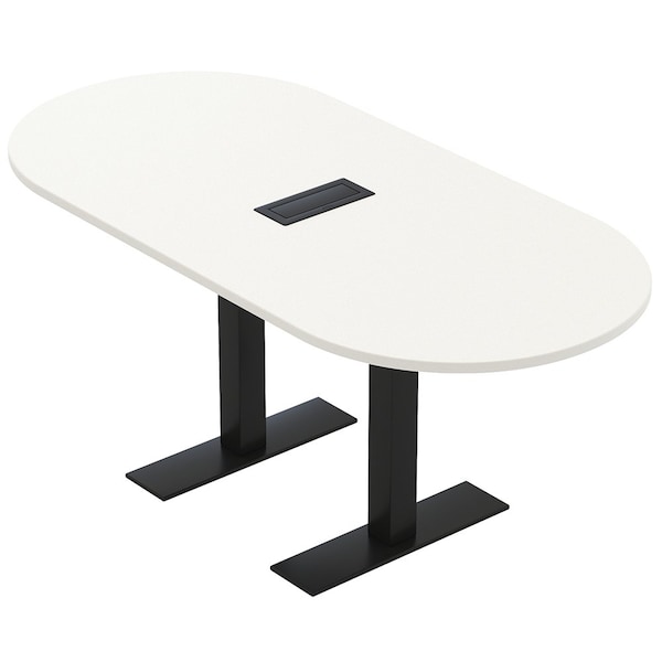Skutchi Designs 6ft Racetrack Conference Table With Power | Harmony Series | 6 Person Meeting Room Table HAR-RAC-36X72-T.BK-W960-EBLK - main