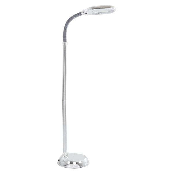Lavish Home Floor Lamp Full Spectrum Natural Sunlight Lamp with Bendable Neck, Chrome 72-1242S - main