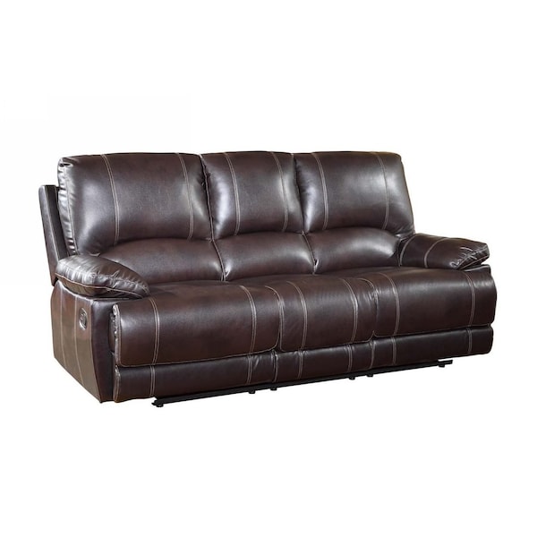 Homeroots 89" Brown Microfiber Reclining Sofa With Black Legs 329407 - main