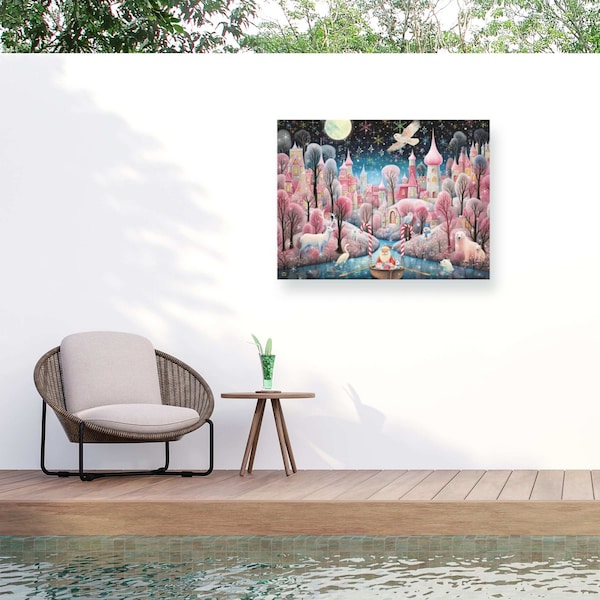 Trademark Fine Art Outdoor Canvas Art Michael David Ward 'Christmas Village' Wall Art for Patios, or Gardens GRL01093-OC2432WR - main