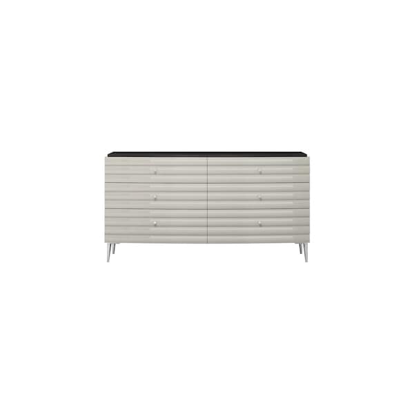 Homeroots 62" Grey Manufactured Wood Six Drawer Double Dresser 488507 - main