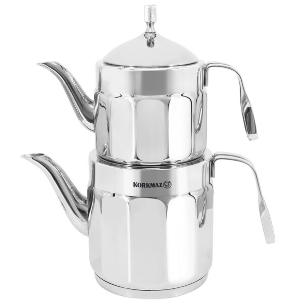 Korkmaz Nostaljia Midi Stainless Steel 0.9 Liter Tea Pot and 1.6 Liter Kettle Set A228 - main