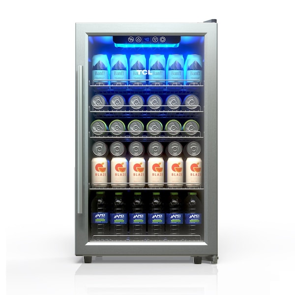 Tcl 4.24 Cu. Ft. 132-Can Beverage Cooler, Digital Controls, LED Light, Glass Door, Stainless Steel TRV132FAS - main