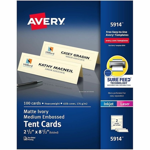 Avery reg Laser, Inkjet Tent Card Ivory, White AVE5914 - main